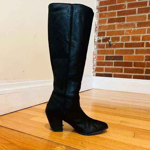 Frye Womens Renee Seam Tall Black Cowboy Western Boots 7 M - Picture 15 of 16